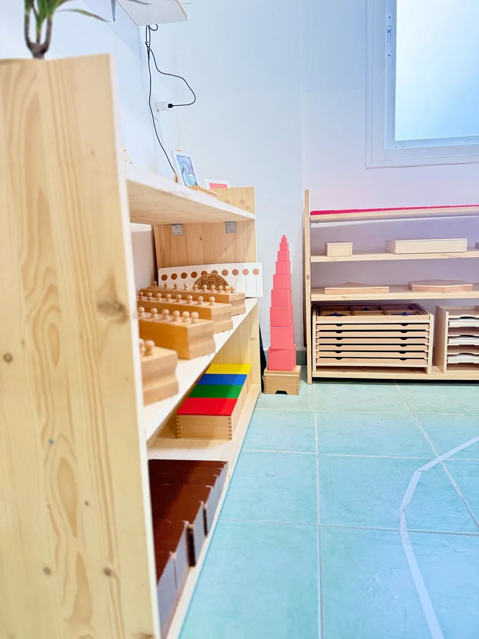 The pink tower in the Montessori environment