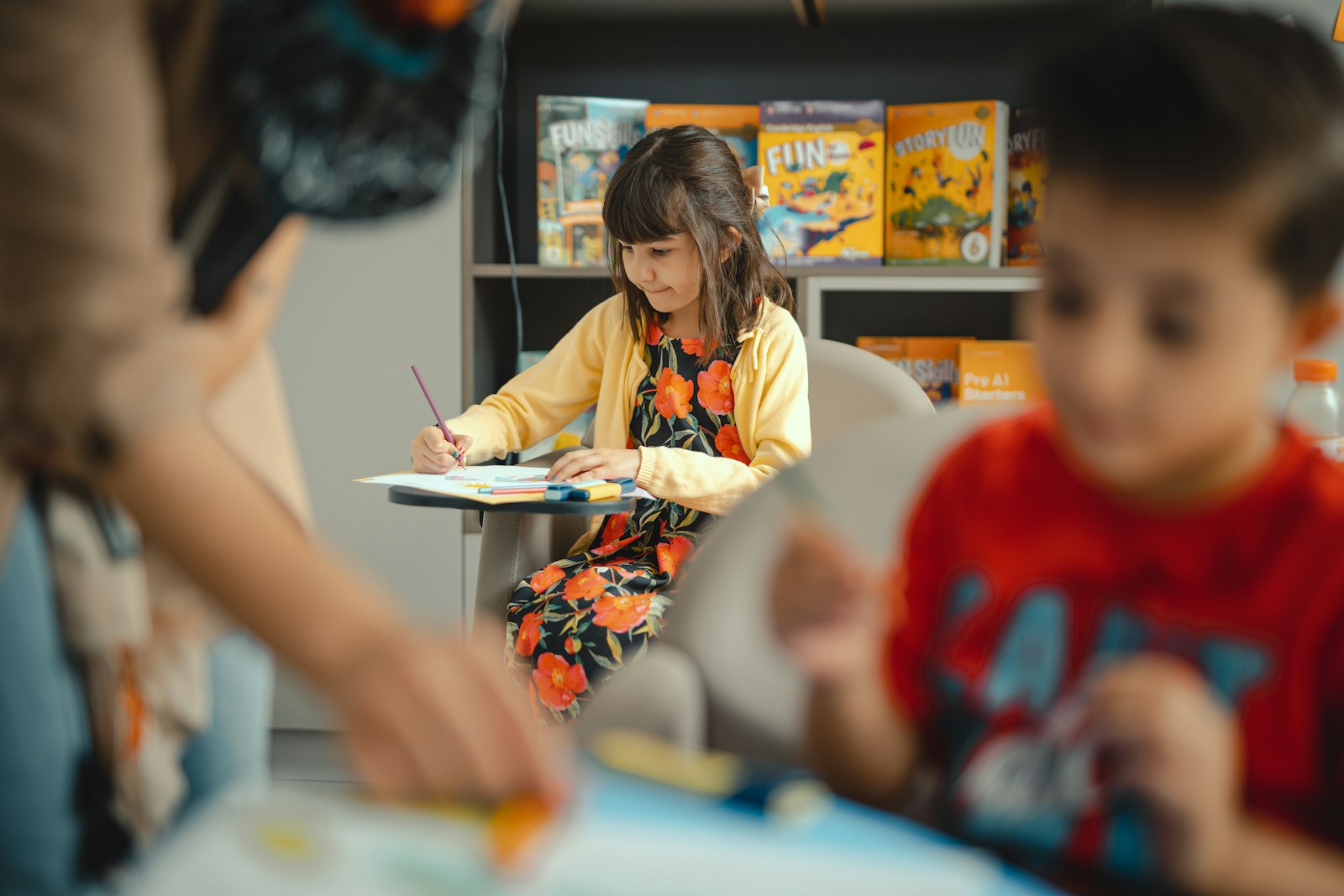 Children working in a creative classroom
