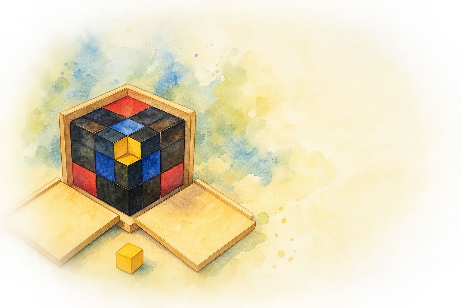 Illustration of a Montessori cube